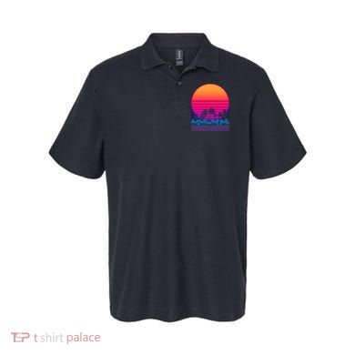 80s Vaporwave Retro Palm Trees Sunset Polo
