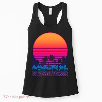 80s Vaporwave Retro Palm Trees Sunset Women's Tank Top