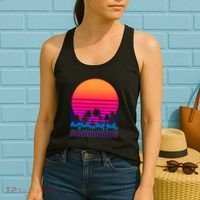 80s Vaporwave Retro Palm Trees Sunset Women's Tank Top thumb 2
