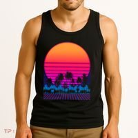 80s Vaporwave Retro Palm Trees Sunset Tank Top thumb 3