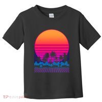 80s Vaporwave Retro Palm Trees Sunset Toddler T-Shirt thumb 0