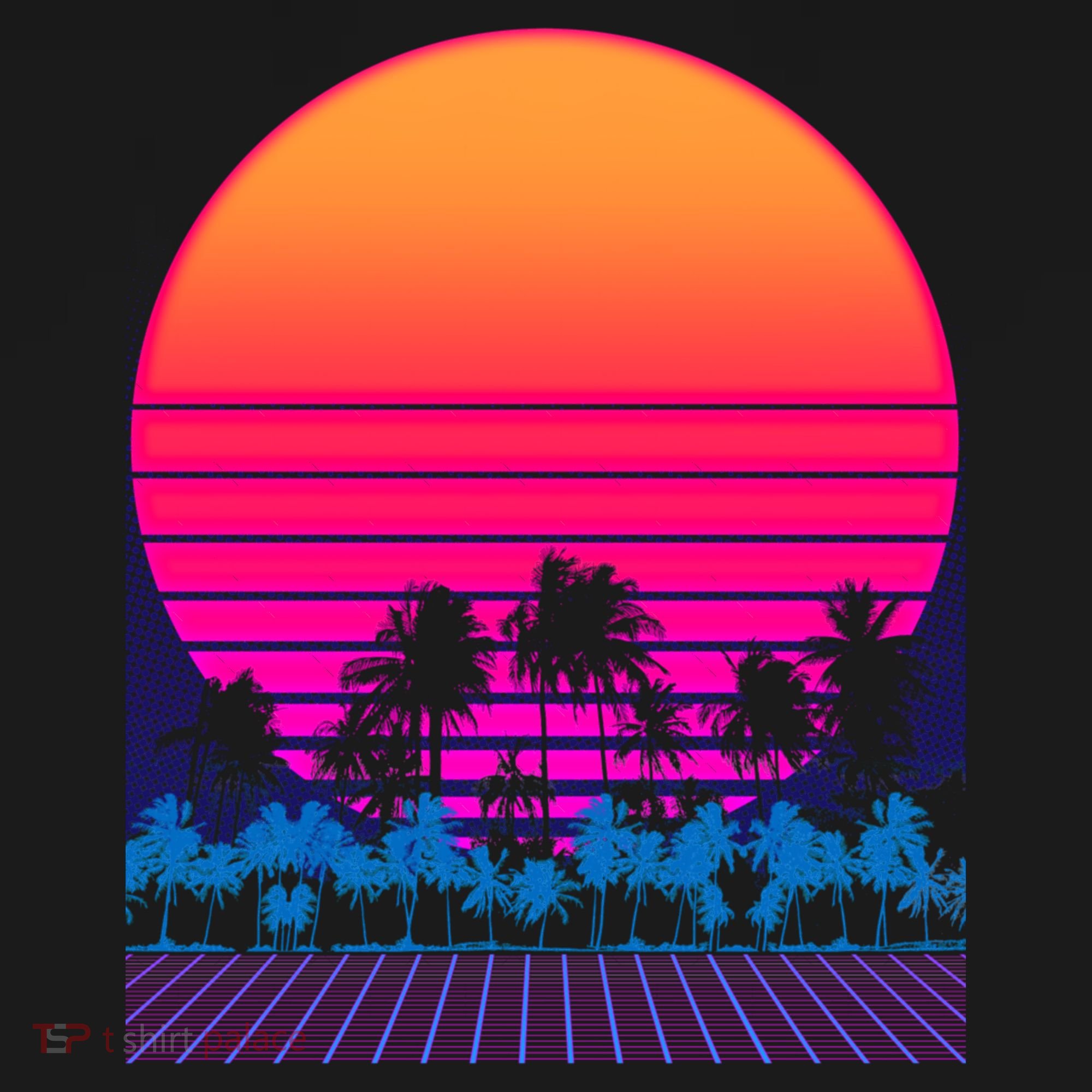 80s Vaporwave Retro Palm Trees Sunset Toddler T-Shirt