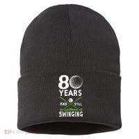 80 Years And Still Swinging 80th Birthday Golfing Apparel Sustainable Knit Beanie thumb 0