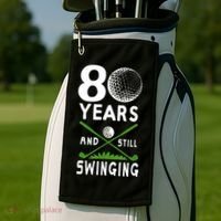 80 Years And Still Swinging 80th Birthday Golfing Apparel Golf Towel thumb 2