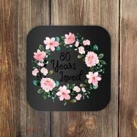80 Years Loved 80 Years Old Floral 80th Birthday Coaster thumb 0