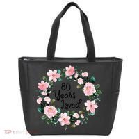 80 Years Loved 80 Years Old Floral 80th Birthday Tote Bag thumb 0