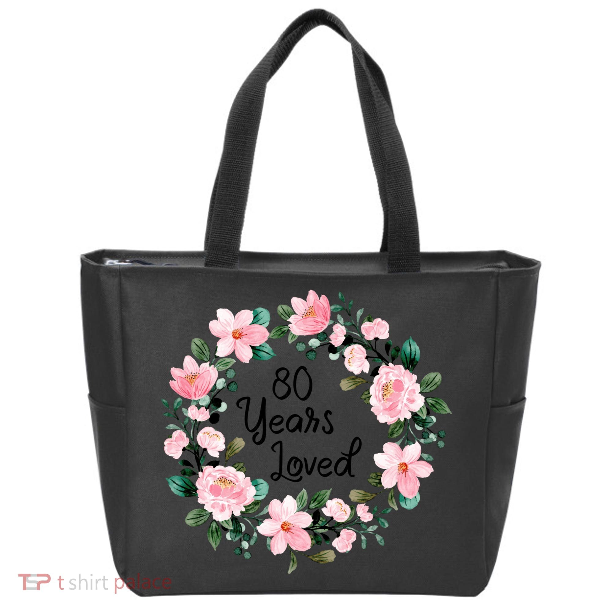 80 Years Loved 80 Years Old Floral 80th Birthday Tote Bag