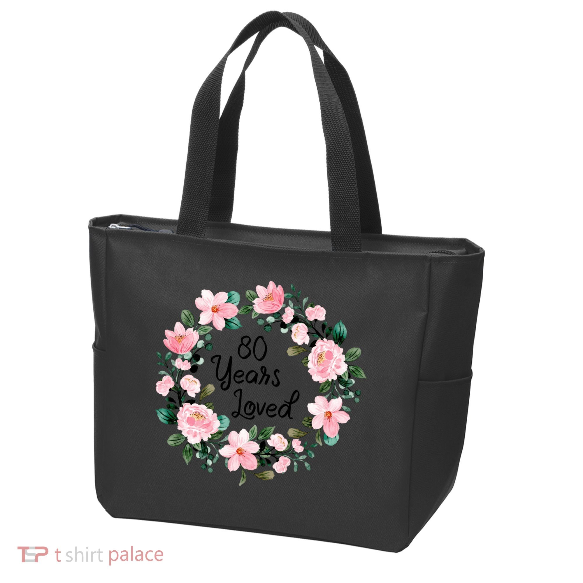 80 Years Loved 80 Years Old Floral 80th Birthday Tote Bag