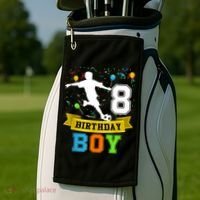 8 Year Old Birthday Soccer 8th Birthday Teens Golf Towel thumb 2