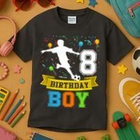 8 Year Old Birthday Soccer 8th Birthday Teens Kids T-Shirt thumb 3