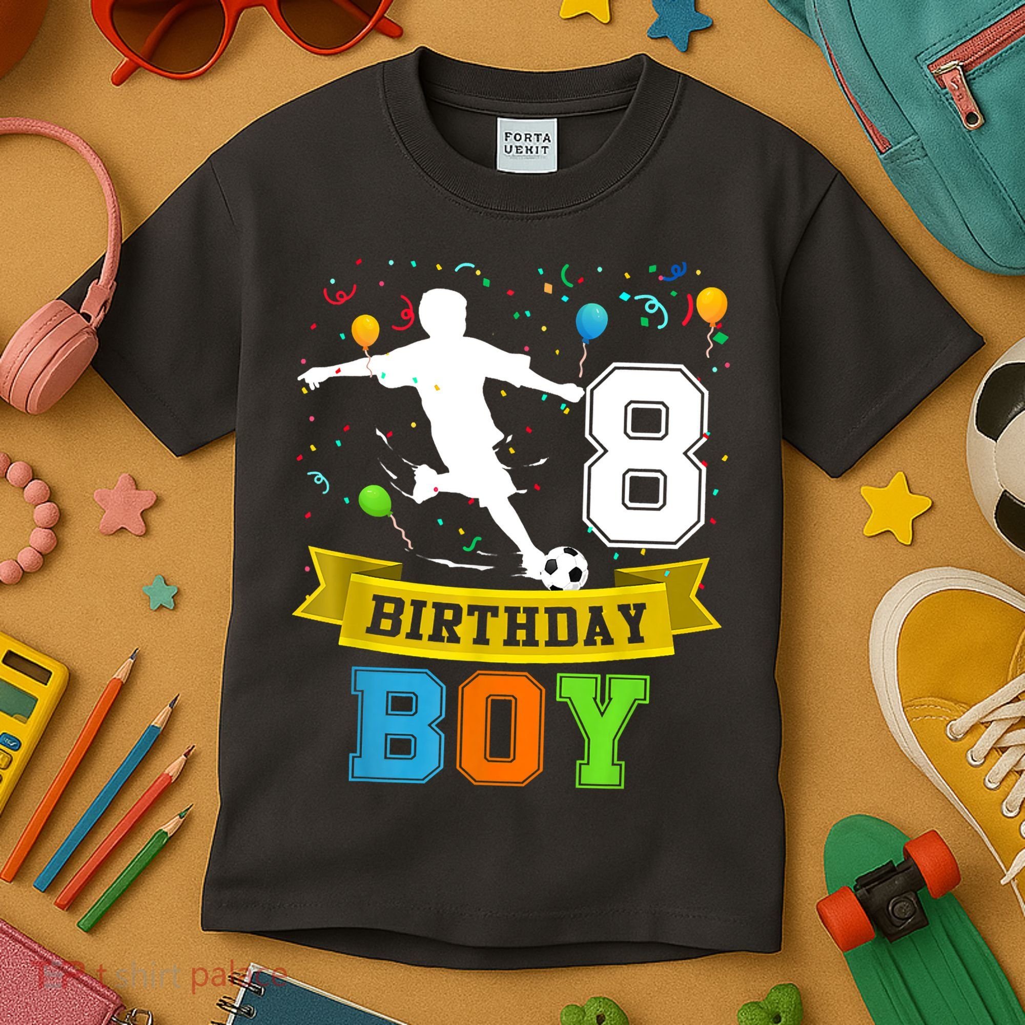 8 Year Old Birthday Soccer 8th Birthday Teens Kids T-Shirt