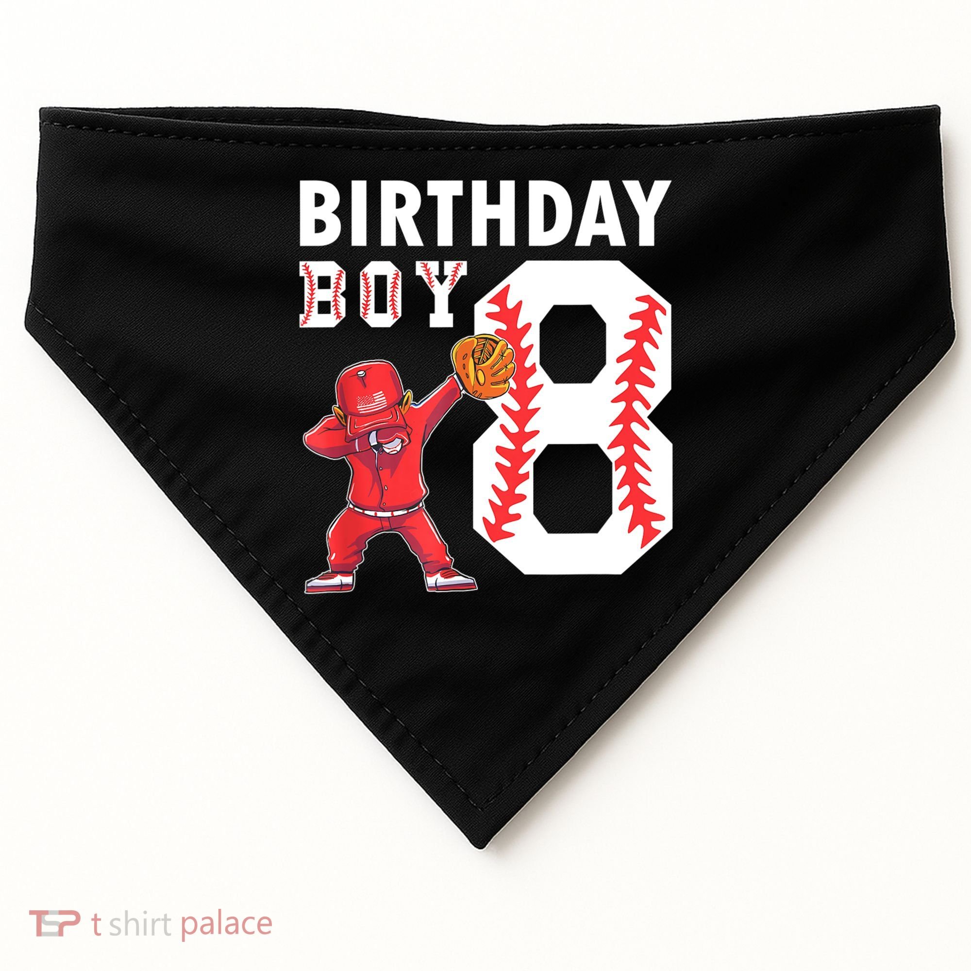 8 Years Old Boy Baseball Player 8th Birthday Kids USA-Made Doggie Bandana