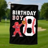 8 Years Old Boy Baseball Player 8th Birthday Kids Golf Towel thumb 1
