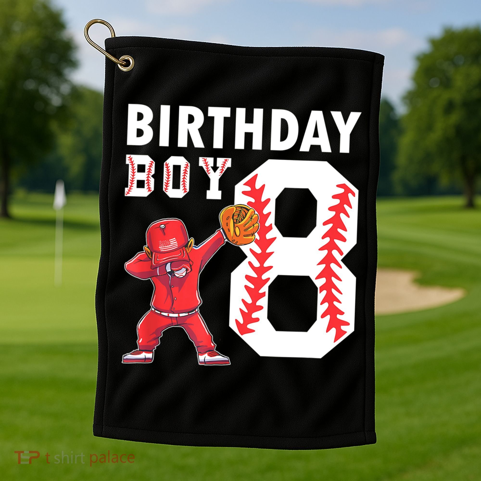 8 Years Old Boy Baseball Player 8th Birthday Kids Golf Towel