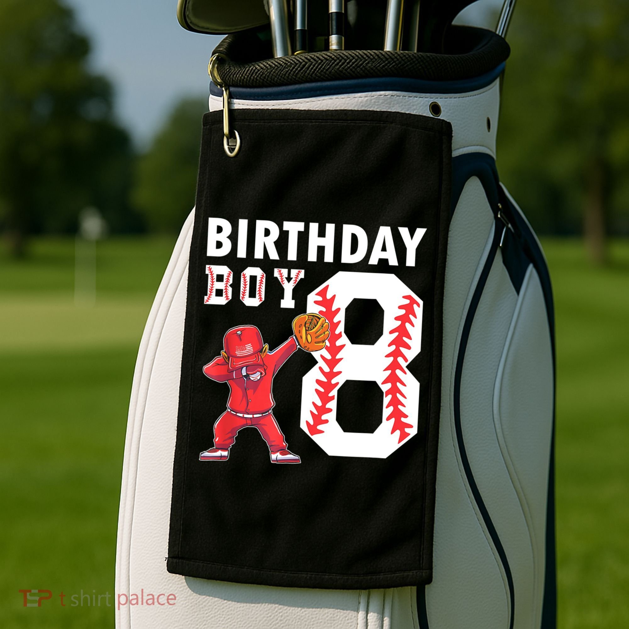 8 Years Old Boy Baseball Player 8th Birthday Kids Golf Towel