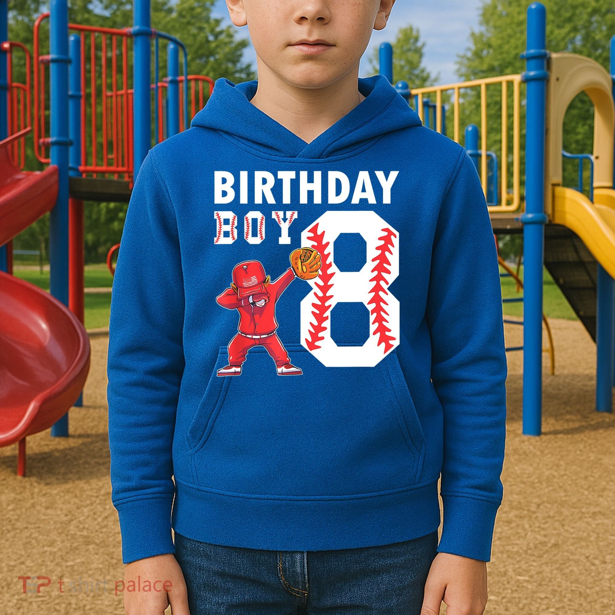 8 Years Old Boy Baseball Player 8th Birthday Kids Kids Hoodie