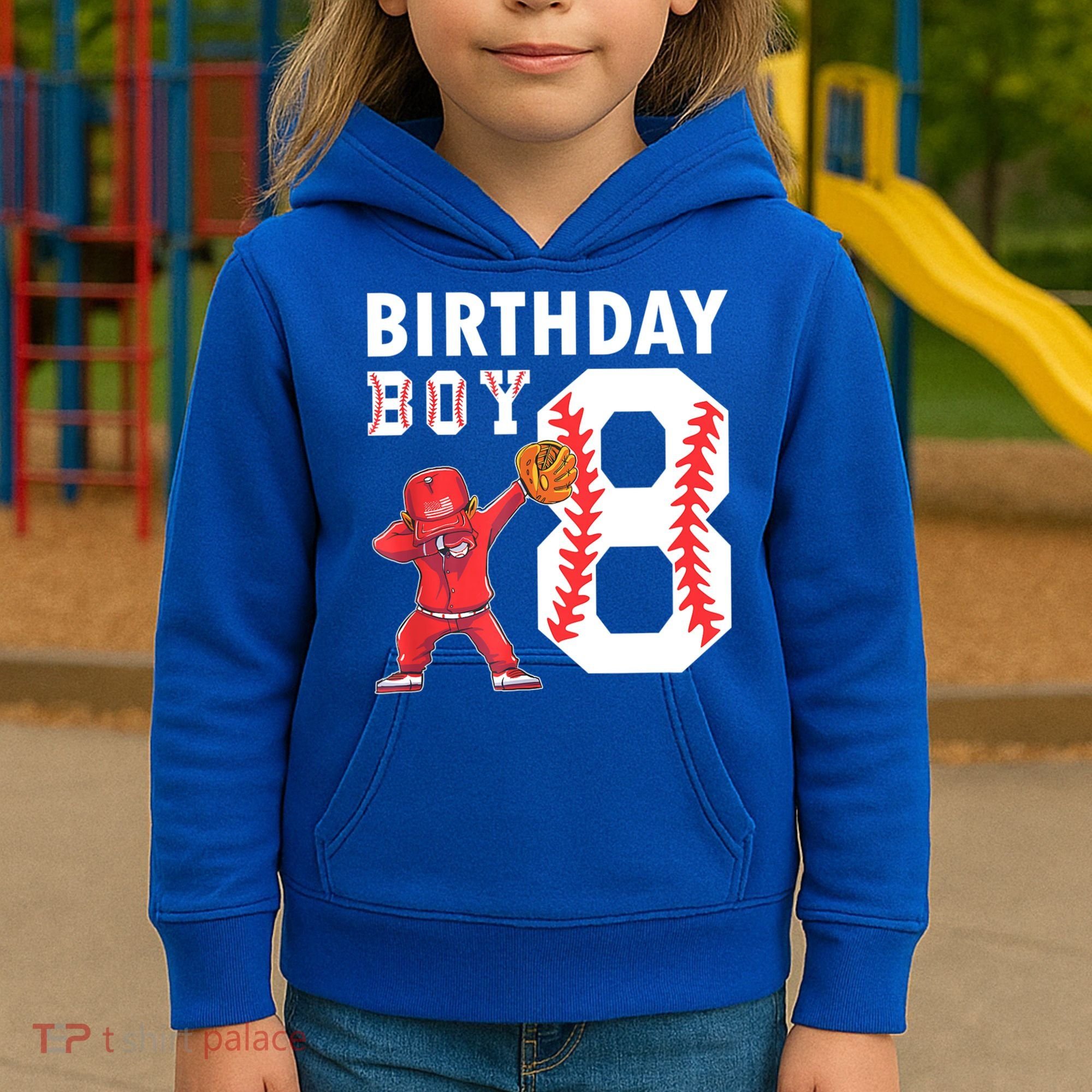 8 Years Old Boy Baseball Player 8th Birthday Kids Kids Hoodie