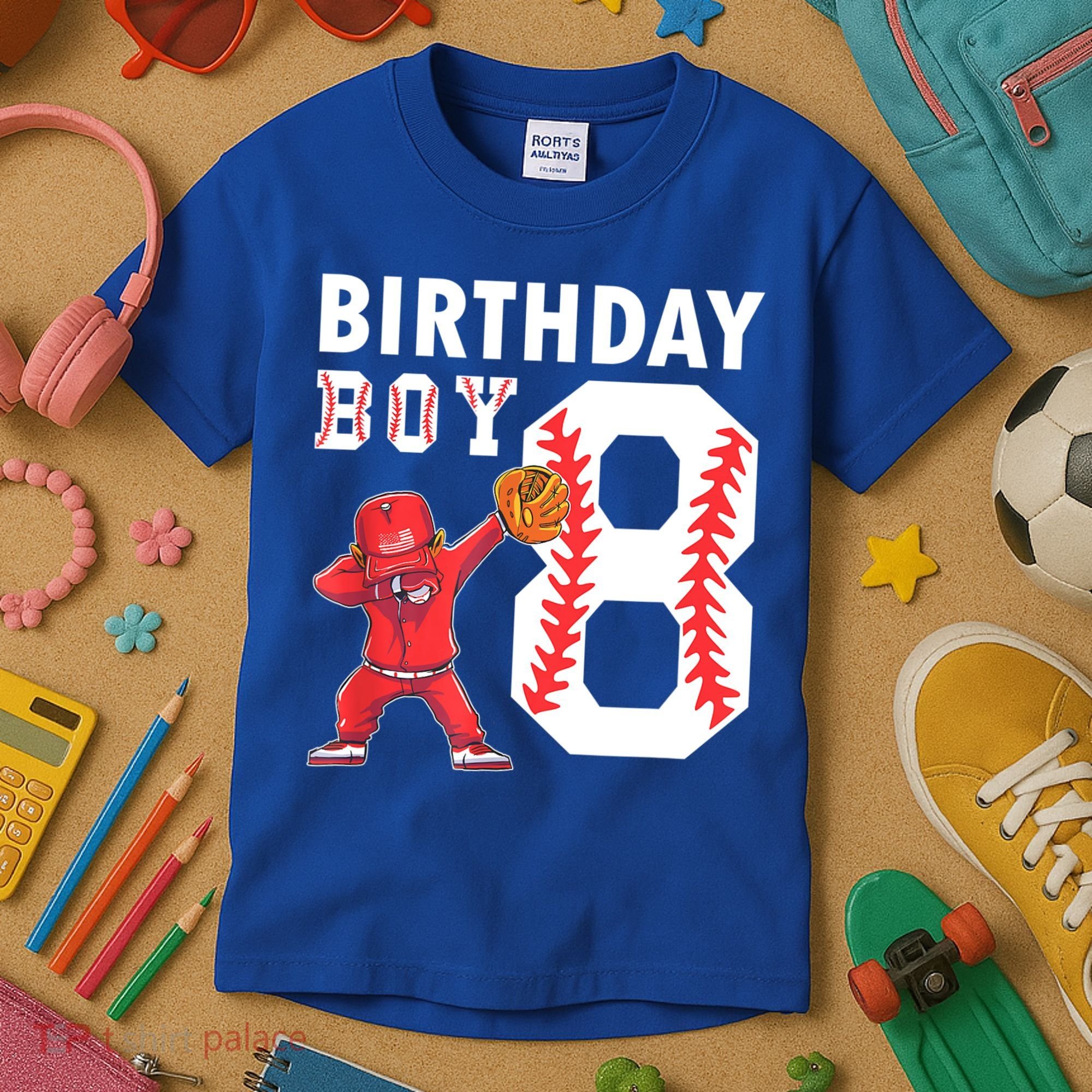 8 Years Old Boy Baseball Player 8th Birthday Kids Kids T-Shirt