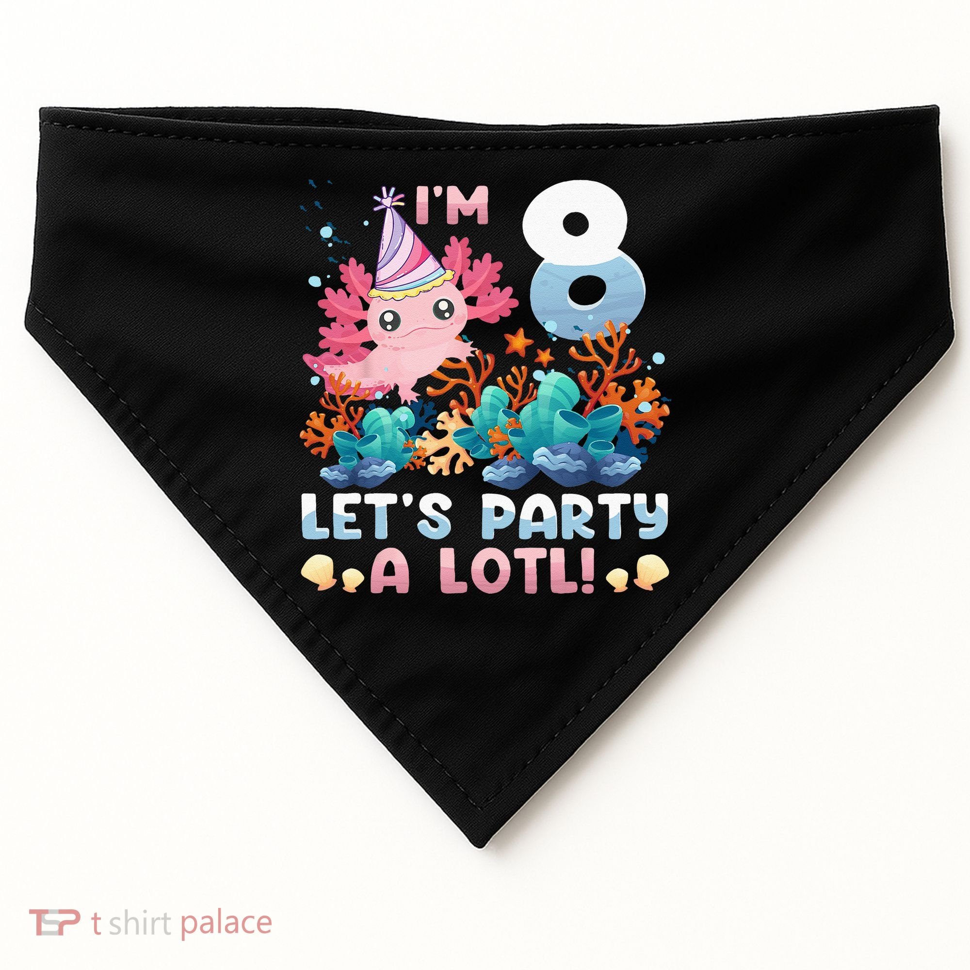 8 Year Old Axolotl Lover 8th Birthday Gift USA-Made Doggie Bandana