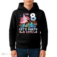 8 Year Old Axolotl Lover 8th Birthday Gift Kids Hoodie thumb 4