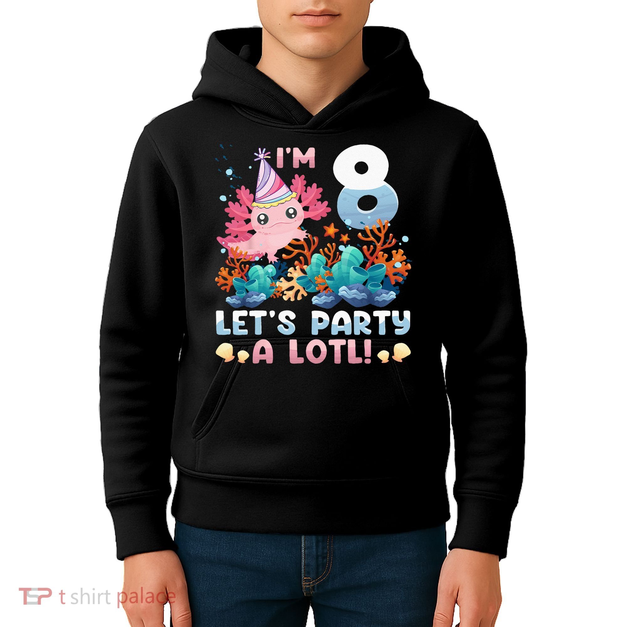 8 Year Old Axolotl Lover 8th Birthday Gift Kids Hoodie