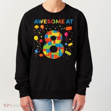 8 Year Old Building Blocks Birthday 8 Women's Sweatshirt