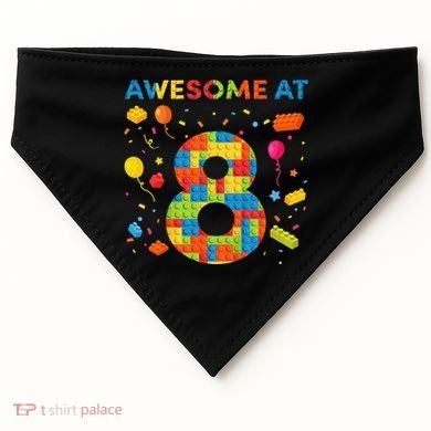 8 Year Old Building Blocks Birthday 8 USA-Made Doggie Bandana