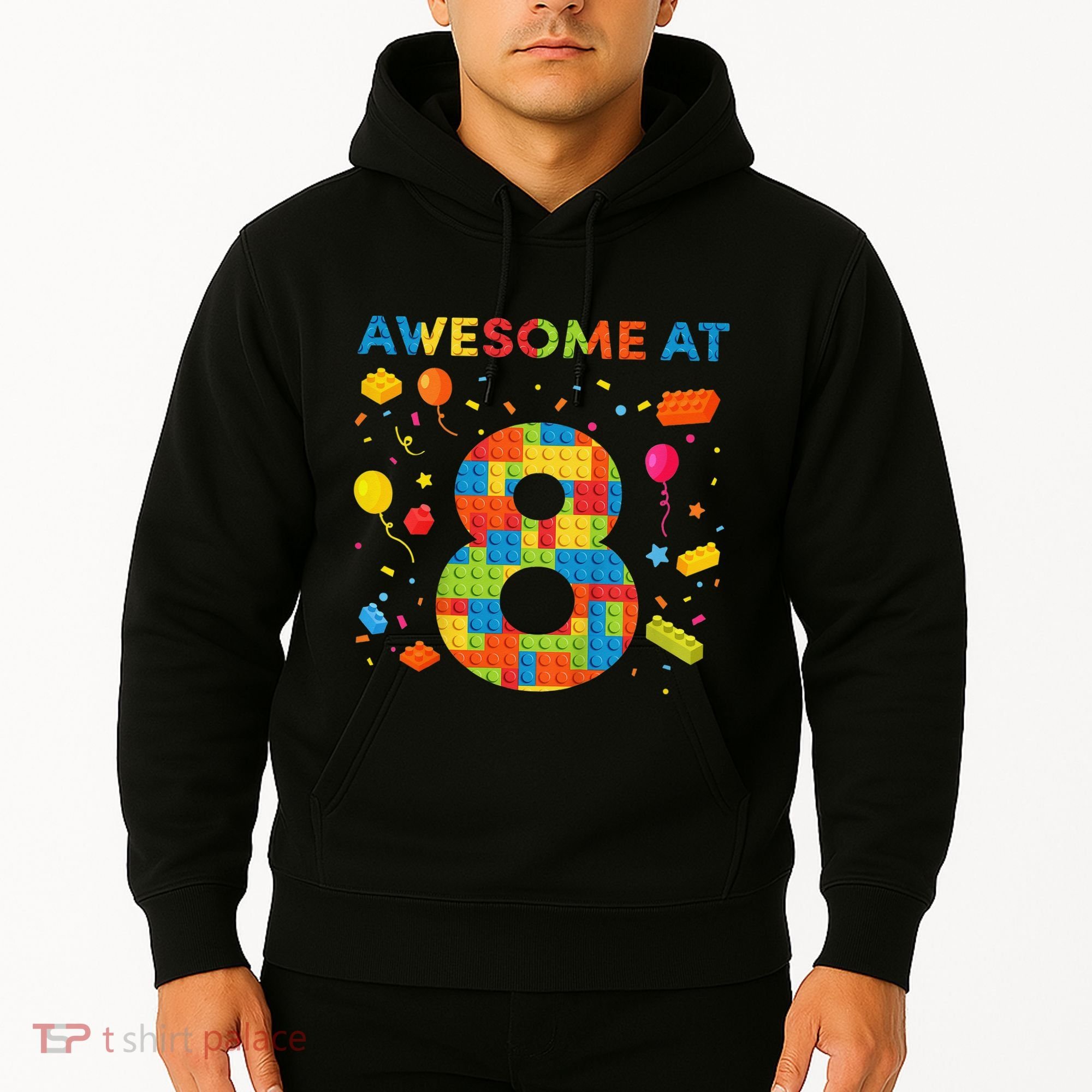 8 Year Old Building Blocks Birthday 8 Hoodie