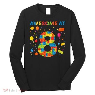 8 Year Old Building Blocks Birthday 8 Long Sleeve Shirt