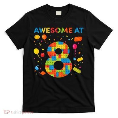 8 Year Old Building Blocks Birthday 8 T-Shirt