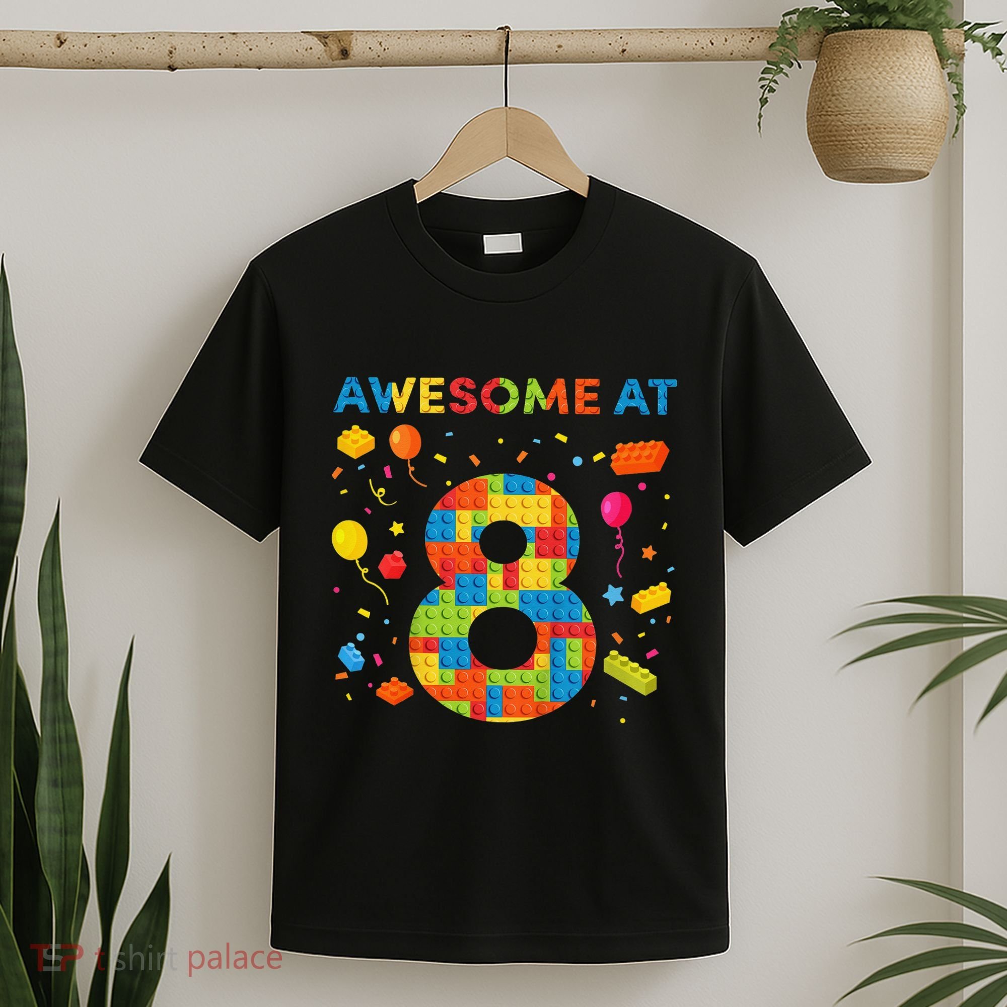 8 Year Old Building Blocks Birthday 8 T-Shirt