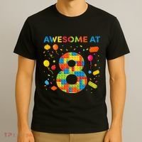 8 Year Old Building Blocks Birthday 8 T-Shirt thumb 3