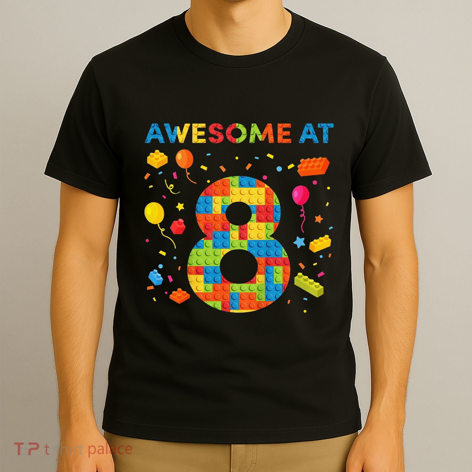 8 Year Old Building Blocks Birthday 8 T-Shirt