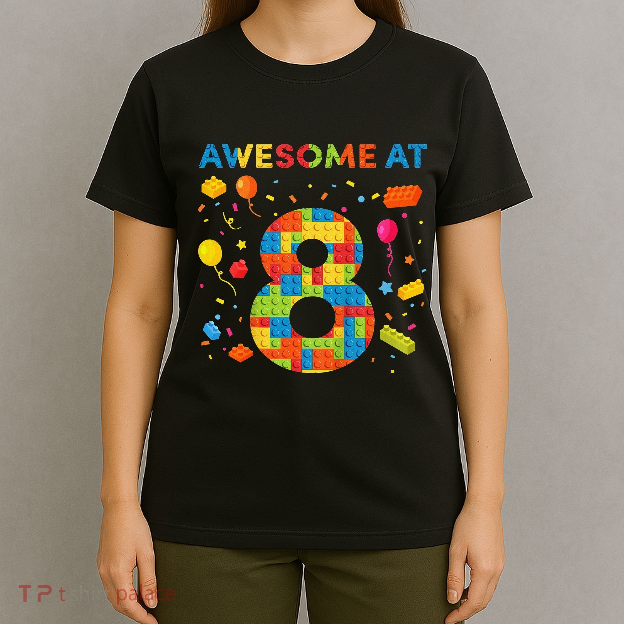 8 Year Old Building Blocks Birthday 8 T-Shirt