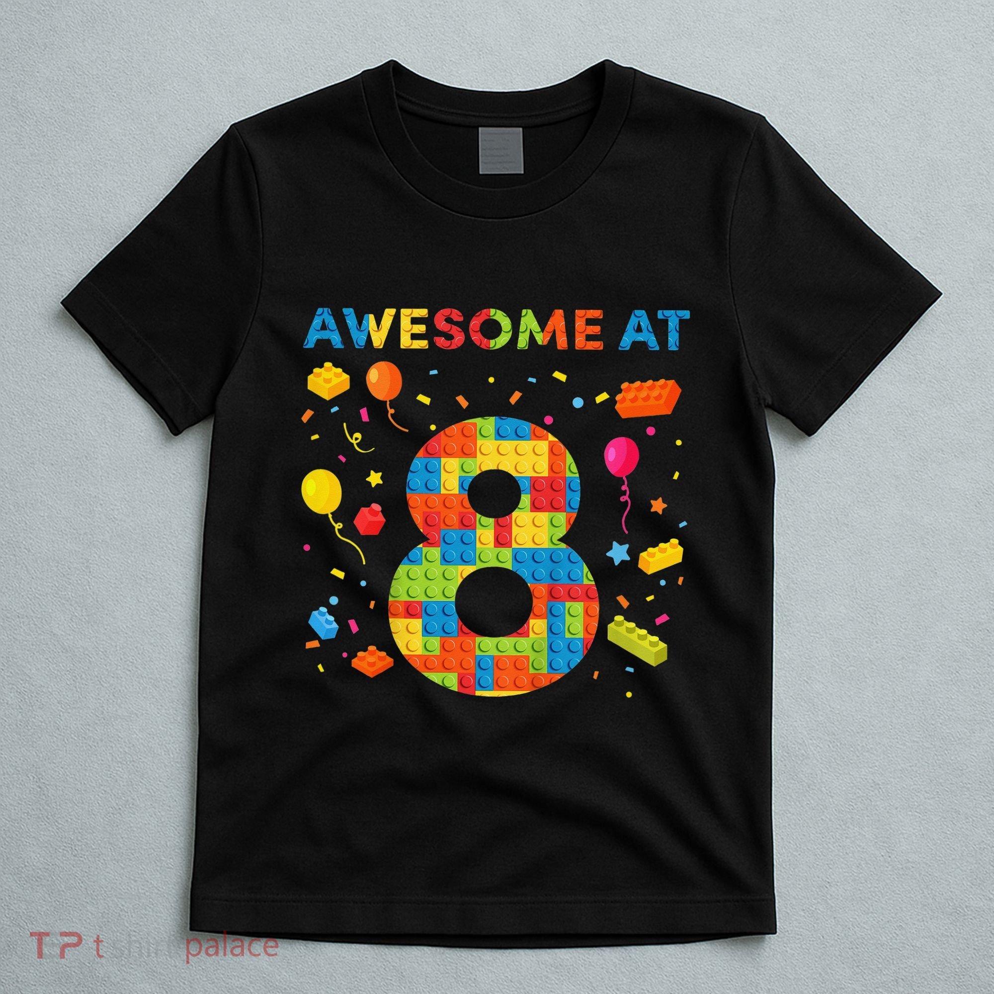 8 Year Old Building Blocks Birthday 8 T-Shirt