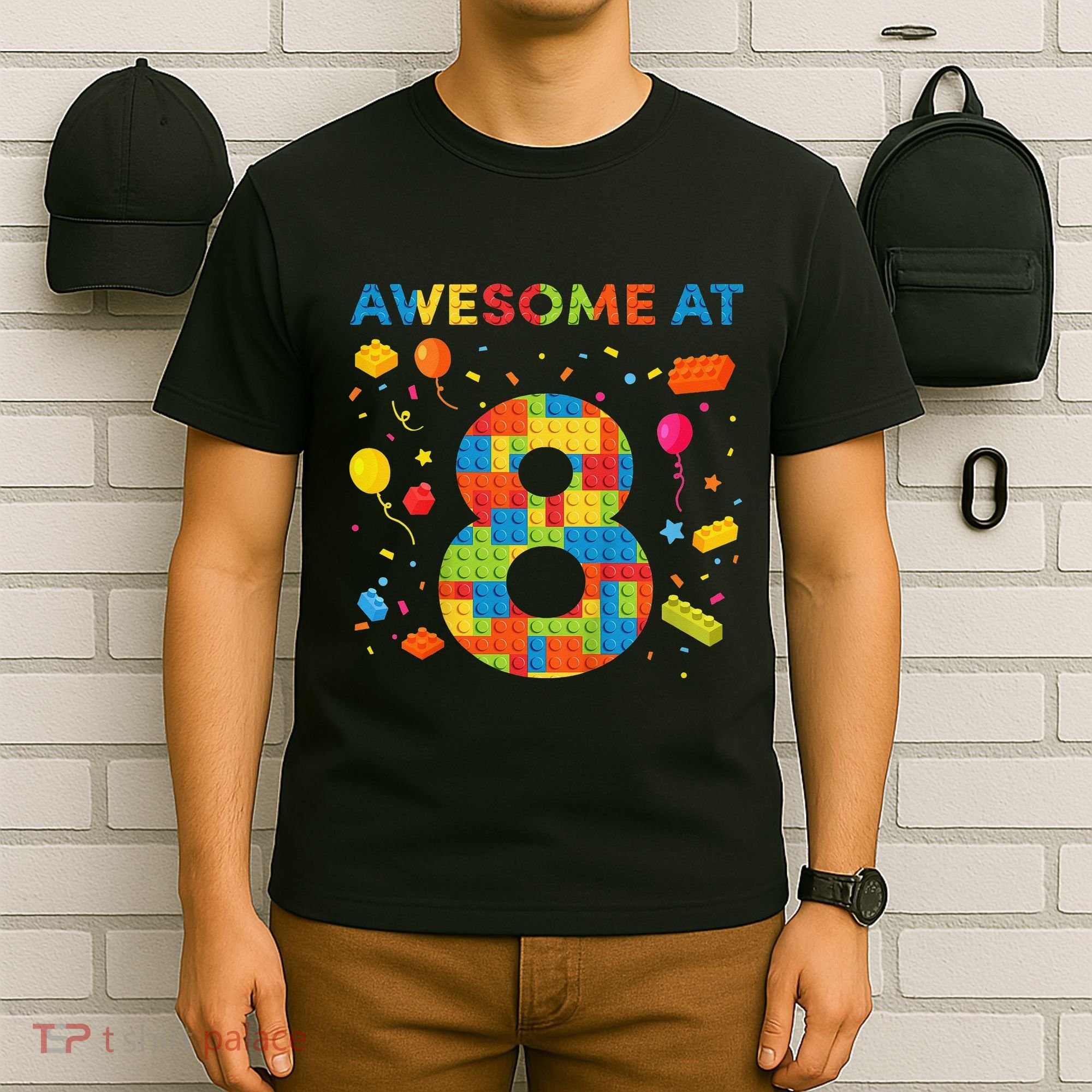 8 Year Old Building Blocks Birthday 8 T-Shirt