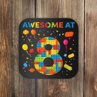 8 Year Old Building Blocks Birthday 8 Coaster