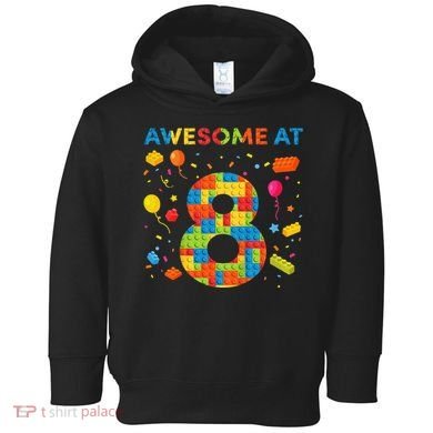 8 Year Old Building Blocks Birthday 8 Toddler Hoodie