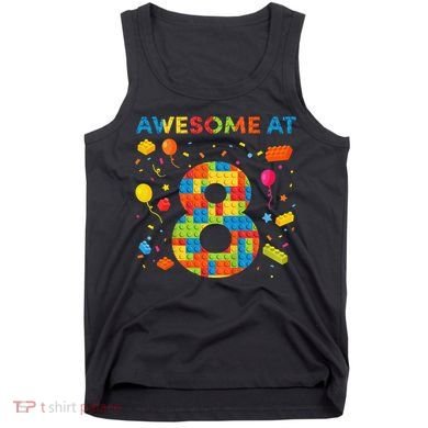 8 Year Old Building Blocks Birthday 8 Tank Top