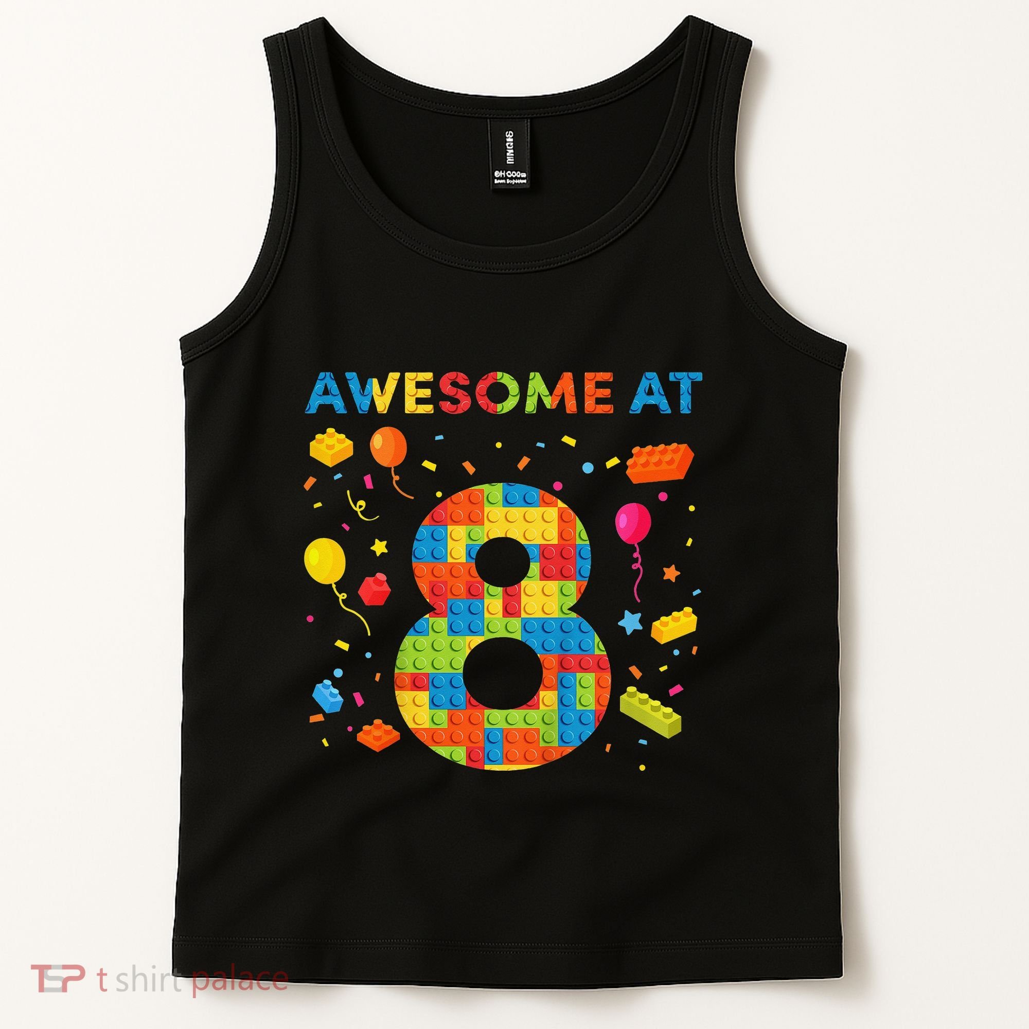 8 Year Old Building Blocks Birthday 8 Tank Top