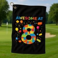 8 Year Old Building Blocks Birthday 8 Golf Towel thumb 1