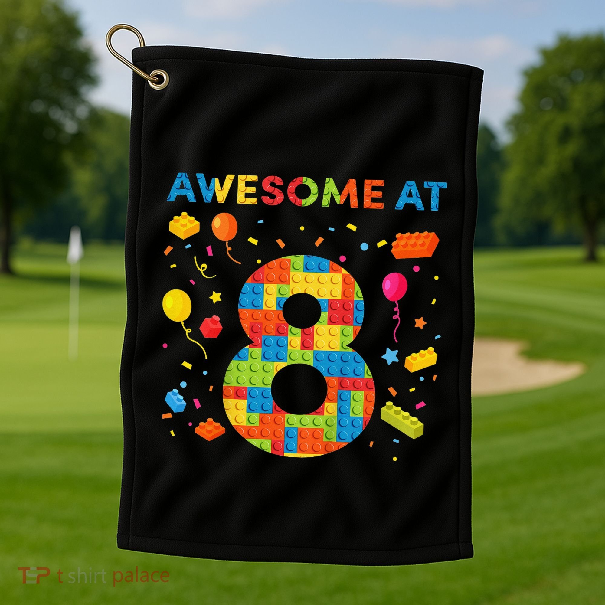 8 Year Old Building Blocks Birthday 8 Golf Towel