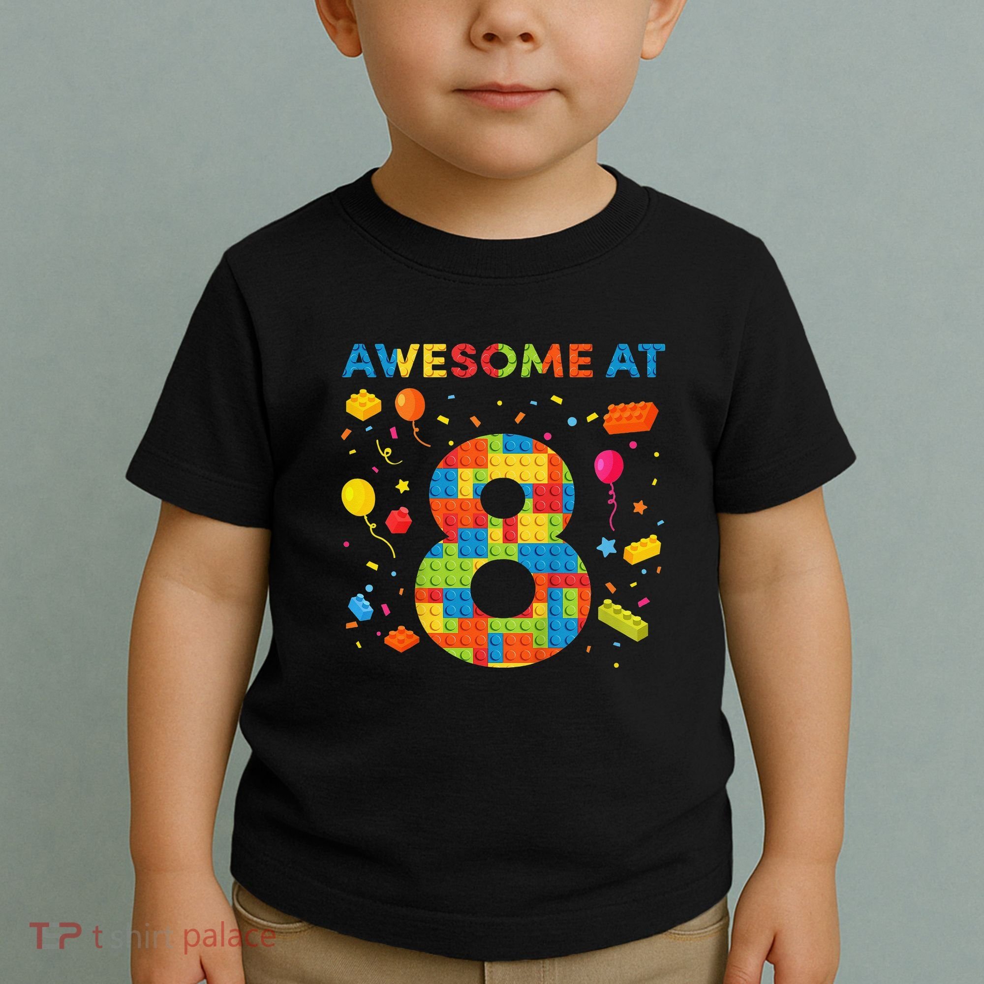 8 Year Old Building Blocks Birthday 8 Toddler T-Shirt