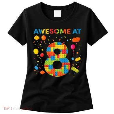 8 Year Old Building Blocks Birthday 8 Women's T-Shirt