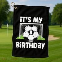 8 Years Old Soccer 8th Birthday Player Bday Party Golf Towel thumb 1