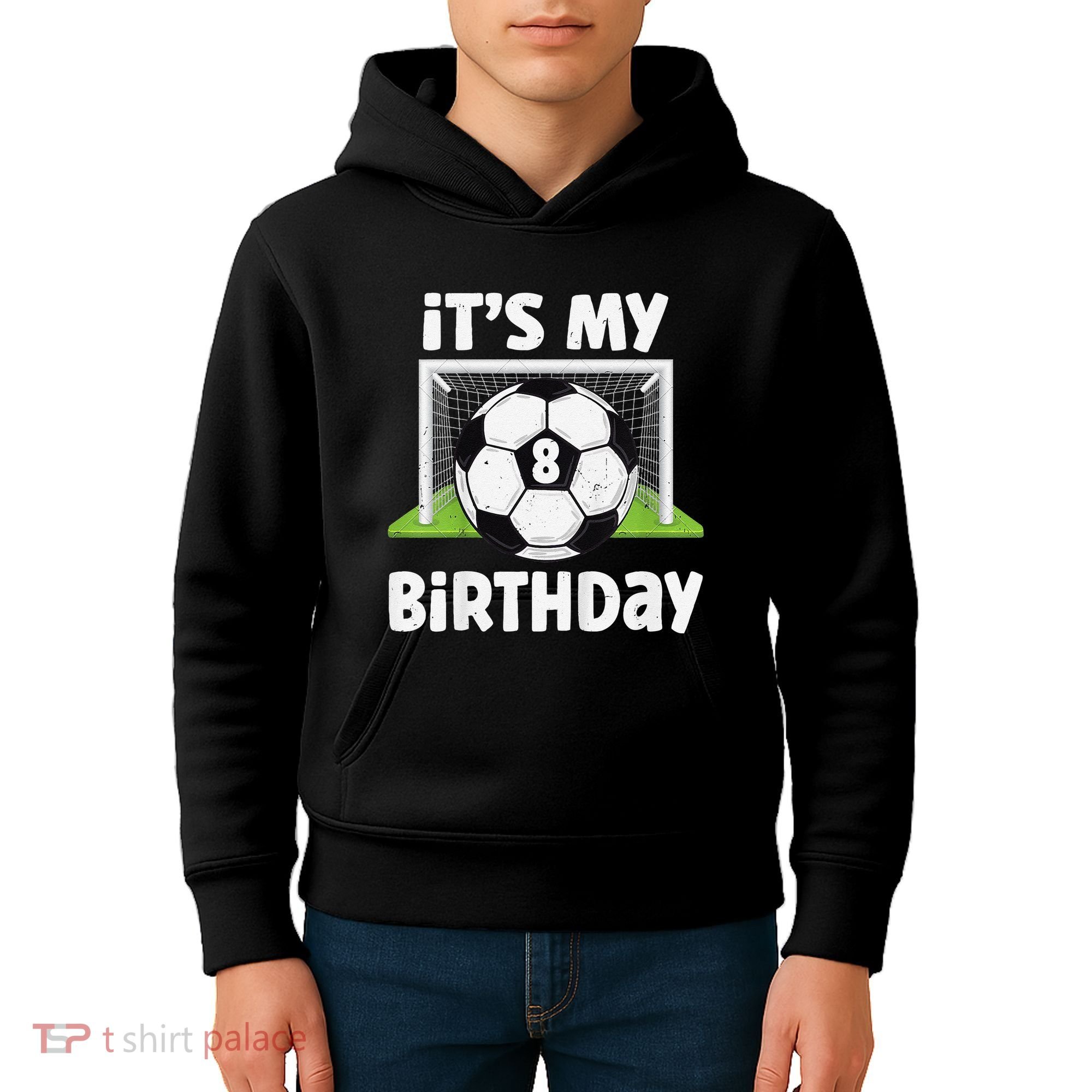 8 Years Old Soccer 8th Birthday Player Bday Party Kids Hoodie