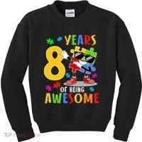 8 Years Of Being Awesome Birthday Dabbing Autism Puzzle Kids Sweatshirt thumb 0