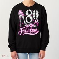 80 Years Old Gifts 80 & Fabulous 80th Birthday Pink Diamond Women's Sweatshirt thumb 0