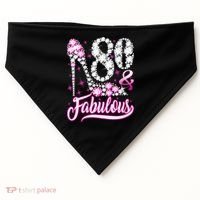 80 Years Old Gifts 80 & Fabulous 80th Birthday Pink Diamond USA-Made Doggie Bandana thumb 0