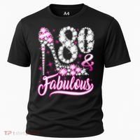80 Years Old Gifts 80 & Fabulous 80th Birthday Pink Diamond Cooling Performance Crew T-Shirt thumb 0